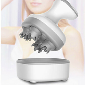 Head scalp electric massager multi-function 3D kneading waterproof &ndash; white