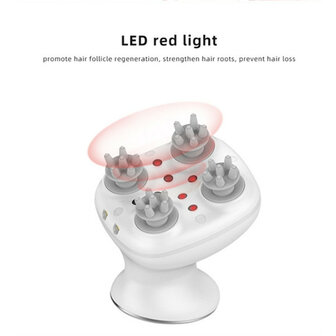 Head scalp electric massager Red LED light 4D kneading waterproof &ndash; white