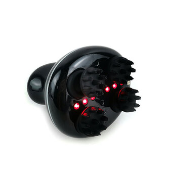 Head scalp elecrtic massager Red LED light 4D kneading waterproof &ndash; Black