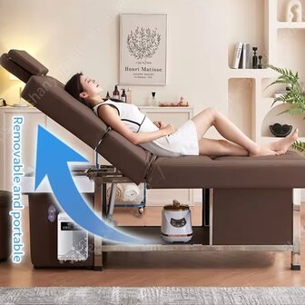 Multi-function Head spa bed Deluxe with footbath&ndash; adjustable &ndash; Beige