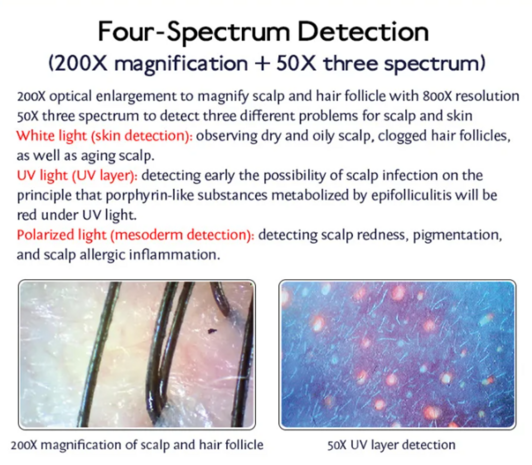 Analyseur de cheveux et de cuir chevelu microscope édition M-12 - blanc